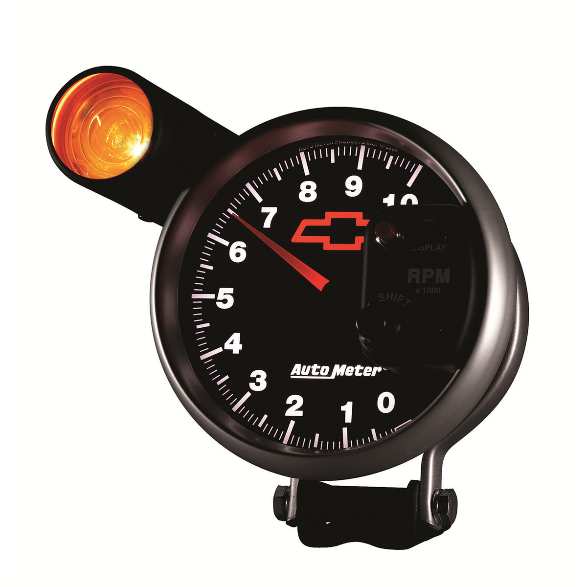 Autometer GM Bowtie Black 5in 10000 RPM Pedestal Electronic Tachometer w/ Ext Shift Light - 3699-00406