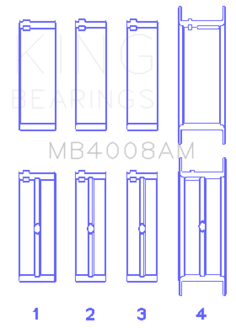 King Nissan VG20E/VG20DET V6 (Size 0.5) Main Bearing Set - MB4008AM0.5