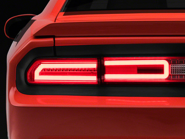 Raxiom 08-14 Dodge Challenger LED Tail Lights- Chrome Housing - Red/Clear Lens - CH3005 for 2008-2014 Dodge Challenger - fron