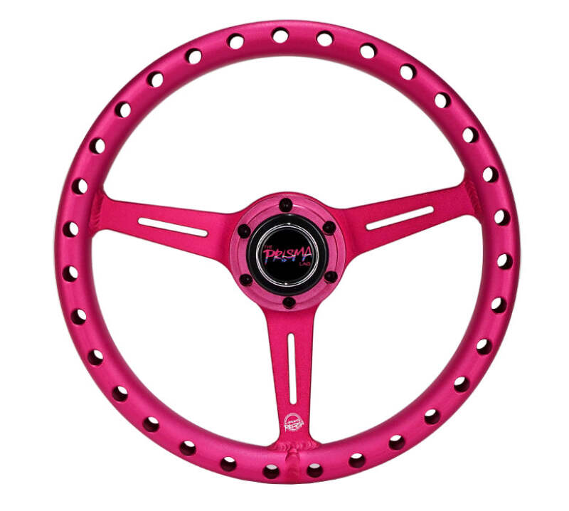 NRG Aluminum Steering Wheel 330mm - Extra Light - Ergonomic Grip - Anadized Pink - RST-072-PK - front view