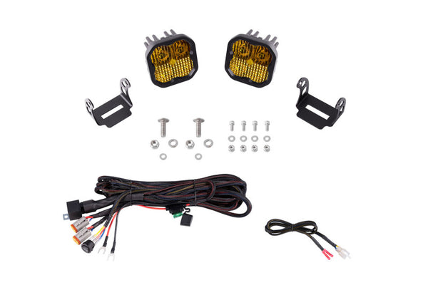 Diode Dynamics 21-22 Ford Bronco SS3 LED Ditch Light Kit - Sport Yellow Combo - DD7185 for 2021-2025 Ford Bronco - front view
