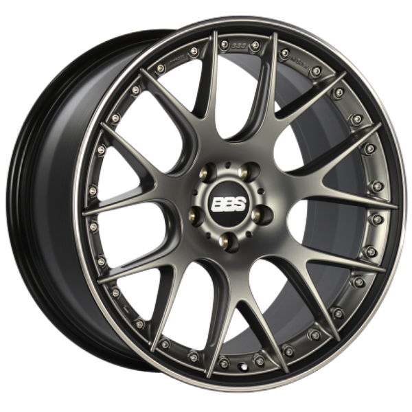 BBS CH-RII 22x10.5 5x112 ET48 Satin Platinum Center Black Lip SS Rim Protector Wheel - 82mm PFS Req. - CH7400PBPO by BBS