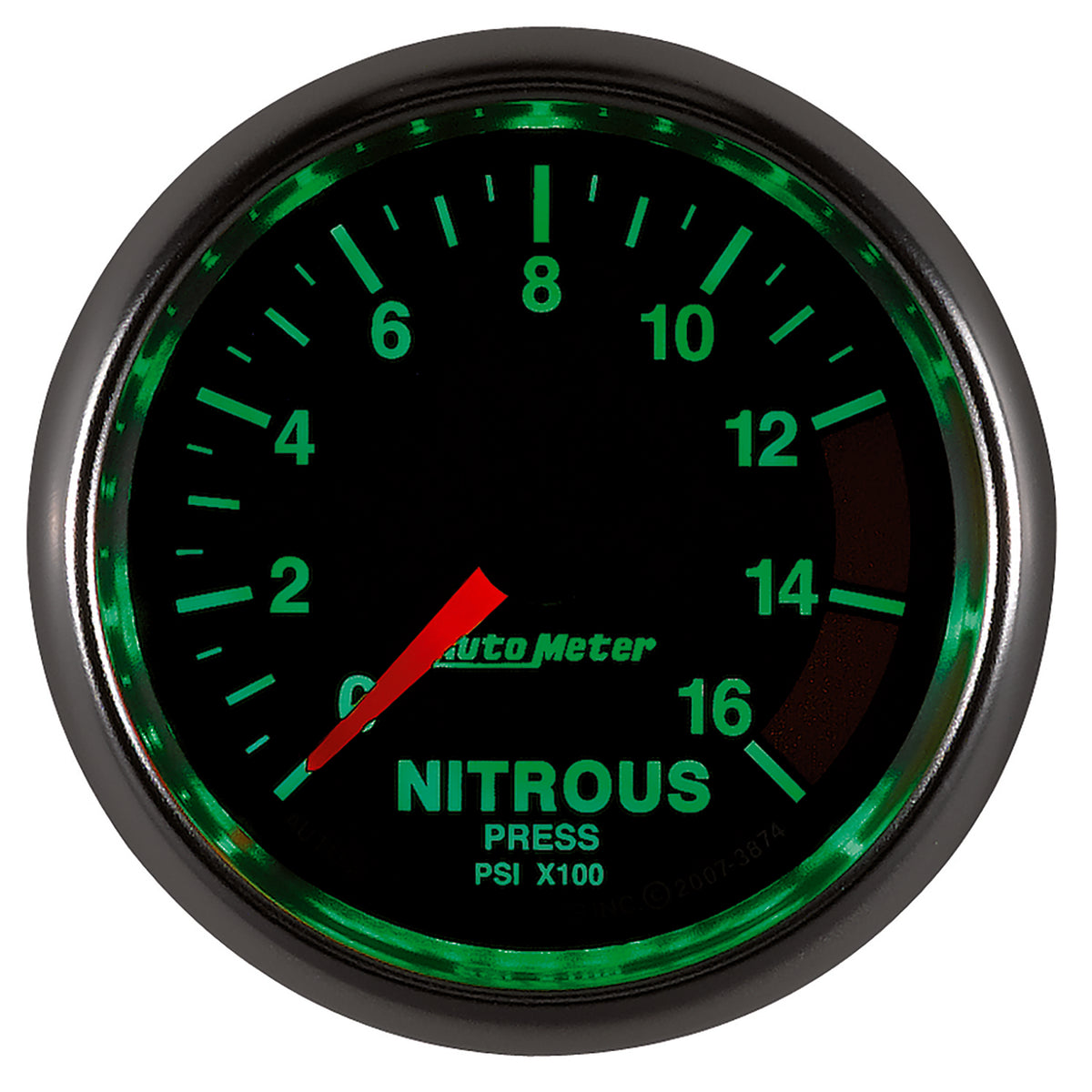 Autometer GS 2 1/16in. 1600PSI Nitrous Fuel Pressure Gauge - 3874