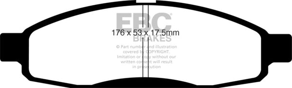 EBC 05-06 Infiniti QX56 5.6 (Bosch) Yellowstuff Front Brake Pads - DP41776R for 2005-2012 Nissan Armada - front view