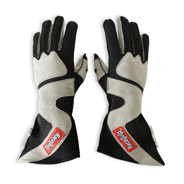 RaceQuip SFI-5 Gray/Black Small Outseam Angle Cut Glove