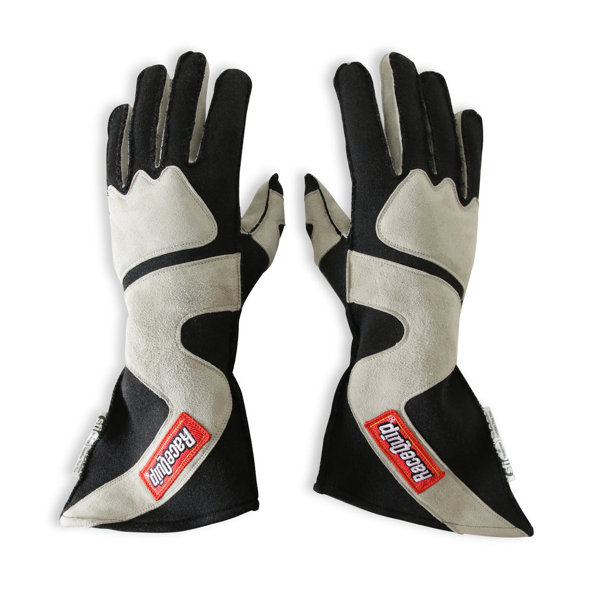 RaceQuip SFI-5 Gray/Black Medium Outseam Angle Cut Glove