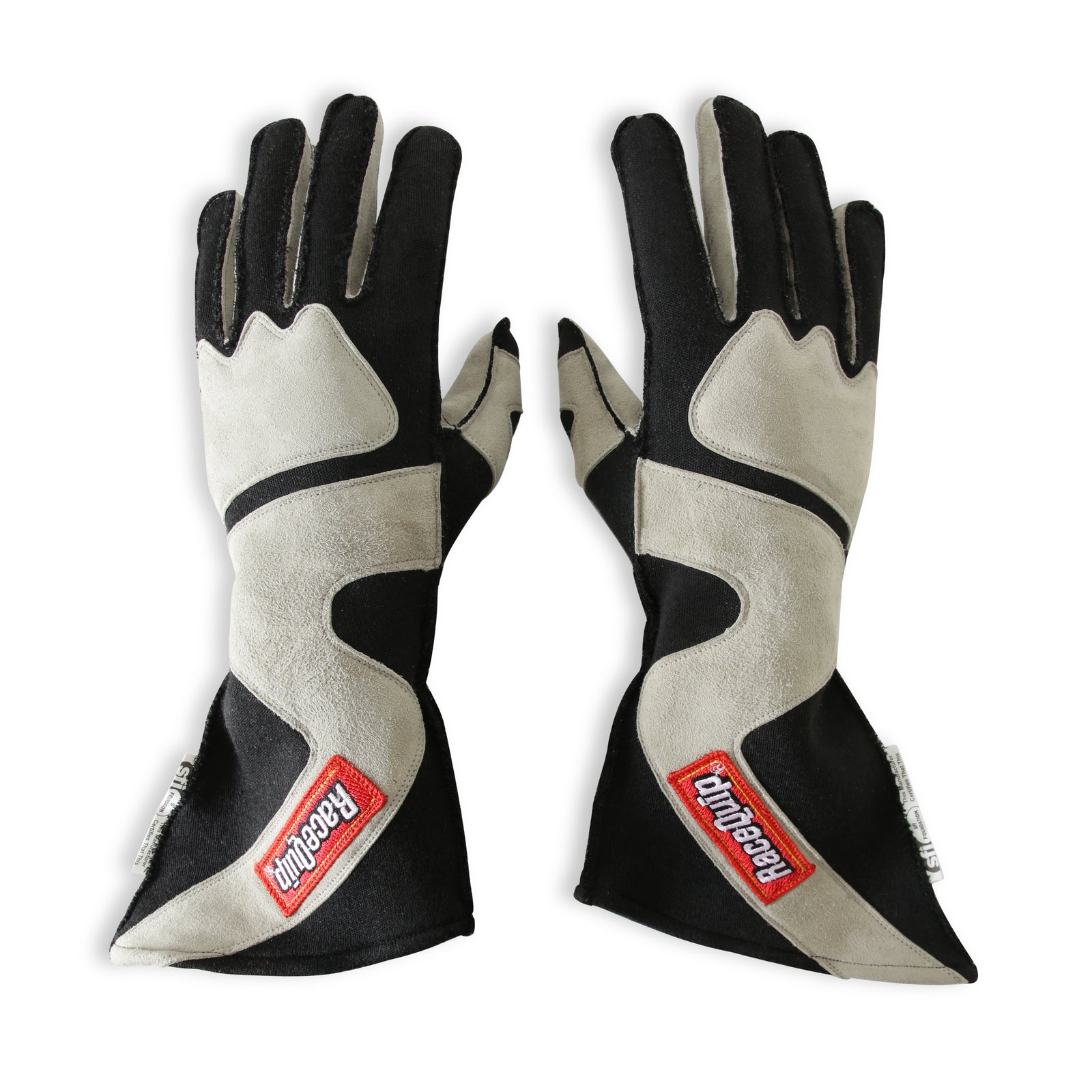 RaceQuip SFI-5 Gray/Black Medium Outseam Angle Cut Glove