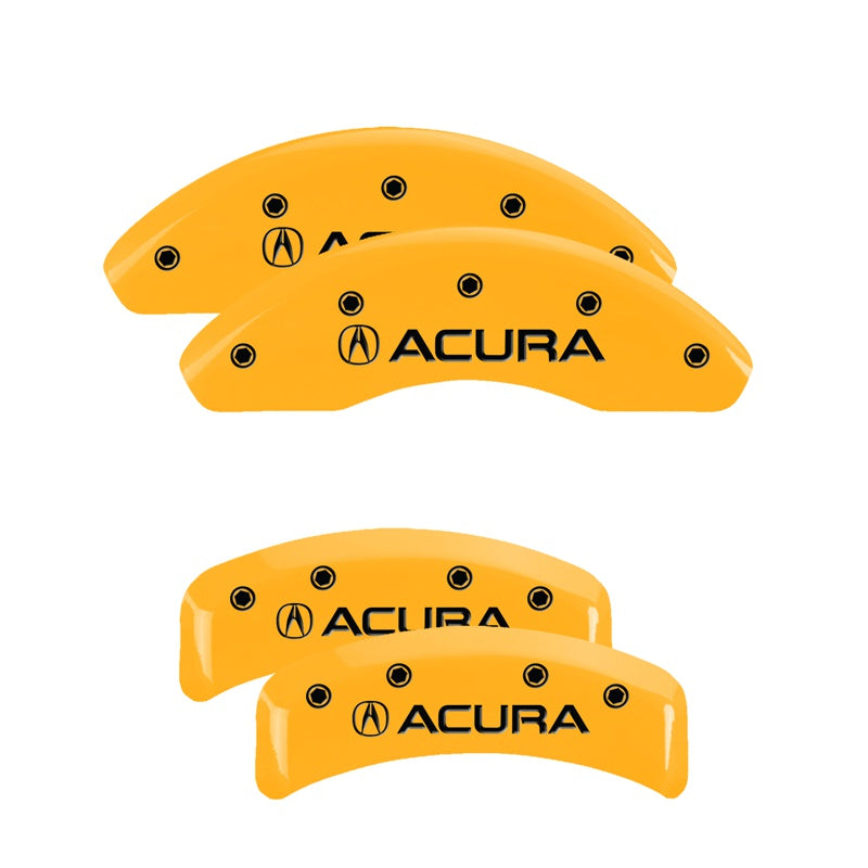 MGP 4 Caliper Covers Engraved Front &amp; Rear Acura Yellow Finish Black Char 2001 Acura TL - 39002SACUYL