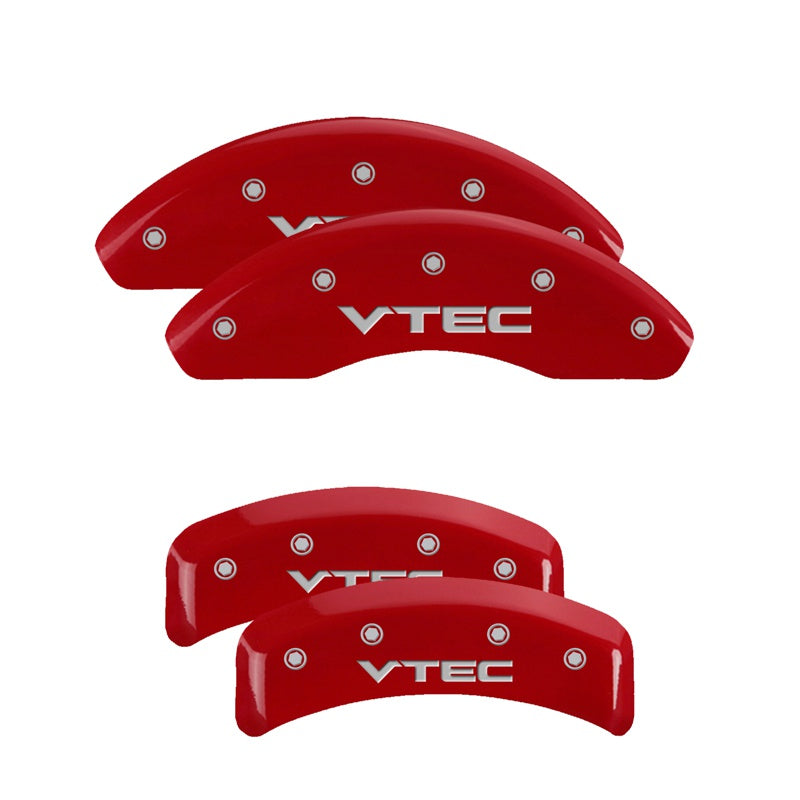 MGP 4 Caliper Covers Engraved Front &amp; Rear Vtech Red finish silver ch - 39002SVTCRD