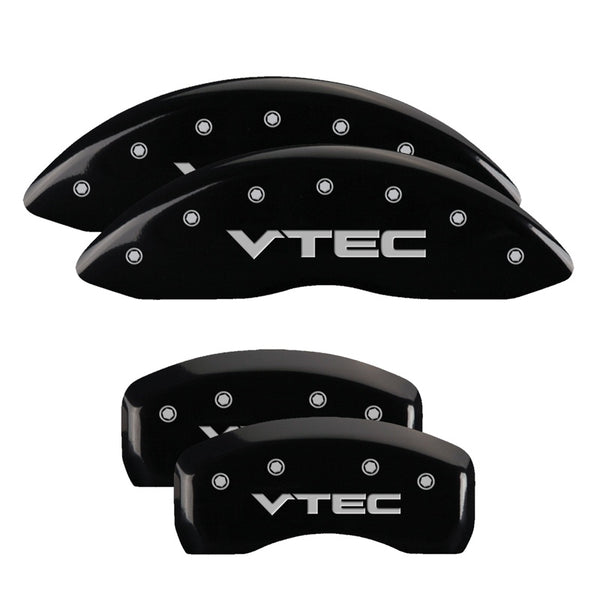 MGP 4 Caliper Covers Engraved Front &amp; Rear Vtech Black finish silver ch - 39007SVTCBK
