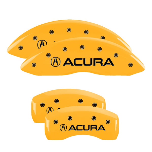 MGP 4 Caliper Covers Engraved Front &amp; Rear Acura Yellow finish black ch - 39011SACUYL