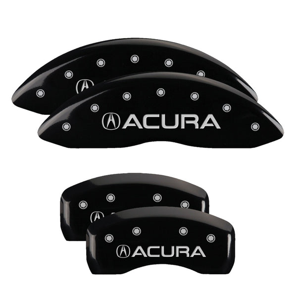 MGP 4 Caliper Covers Engraved Front &amp; Rear Acura Black finish silver ch - 39013SACUBK