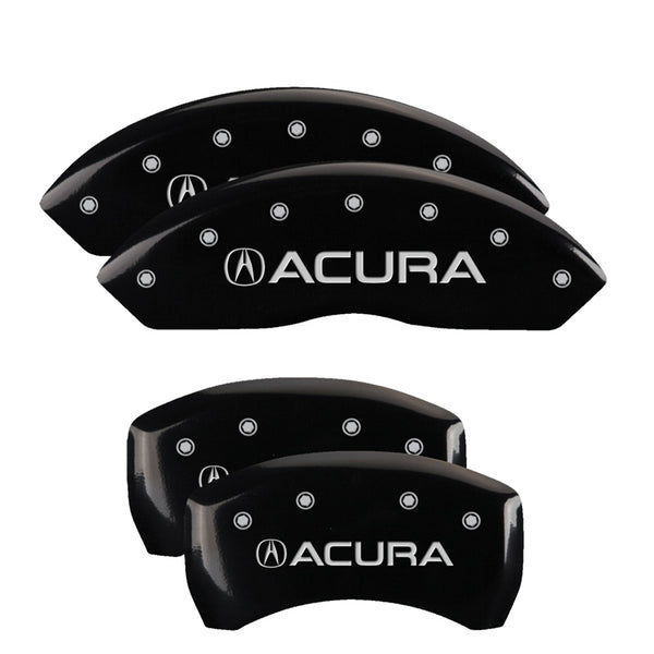 MGP 4 Caliper Covers Engraved Front &amp; Rear Acura Black finish silver ch - 39014SACUBK