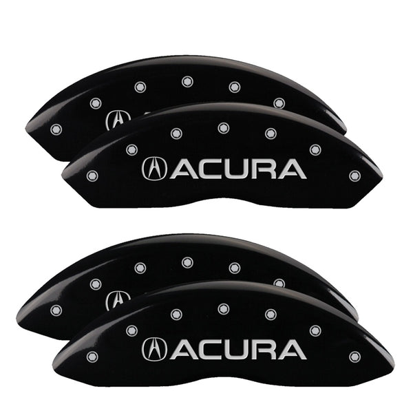 MGP 4 Caliper Covers Engraved Front &amp; Rear Acura Black finish silver ch - 39015SACUBK