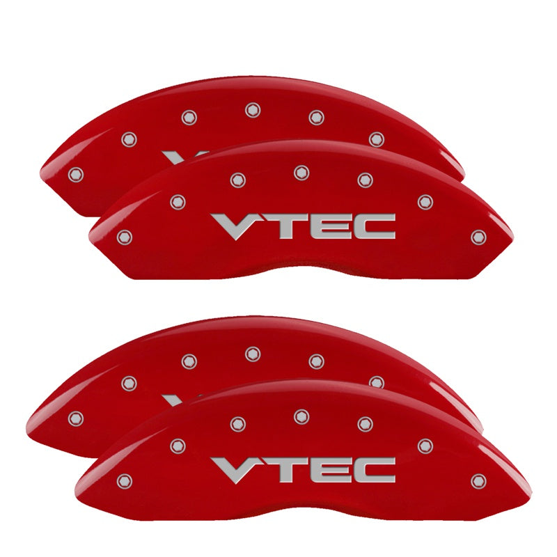 MGP 4 Caliper Covers Engraved Front &amp; Rear Vtech Red finish silver ch - 39015SVTCRD