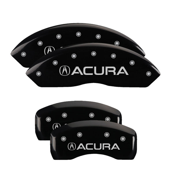 MGP 4 Caliper Covers Engraved Front &amp; Rear Acura Black finish silver ch - 39016SACUBK