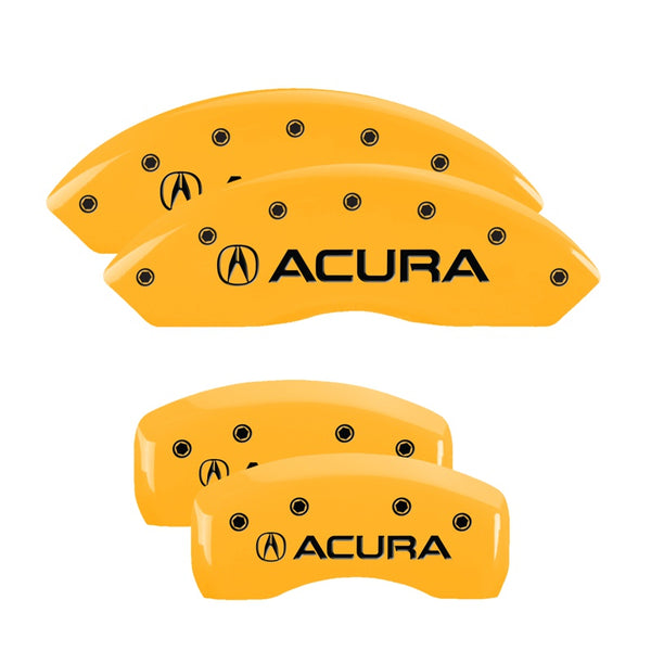 MGP 4 Caliper Covers Engraved Front &amp; Rear Acura Yellow finish black ch - 39016SACUYL