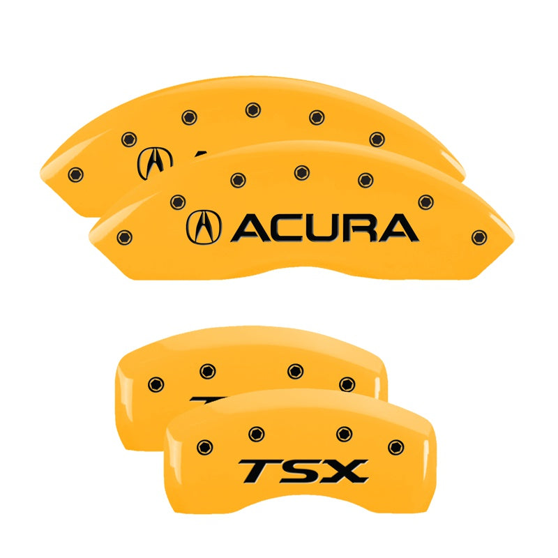 MGP 4 Caliper Covers Engraved Front Acura Engraved Rear TSX Yellow finish black ch - 39016STSXYL