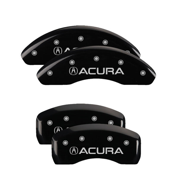 MGP 4 Caliper Covers Engraved Front &amp; Rear Acura Black finish silver ch - 39019SACUBK