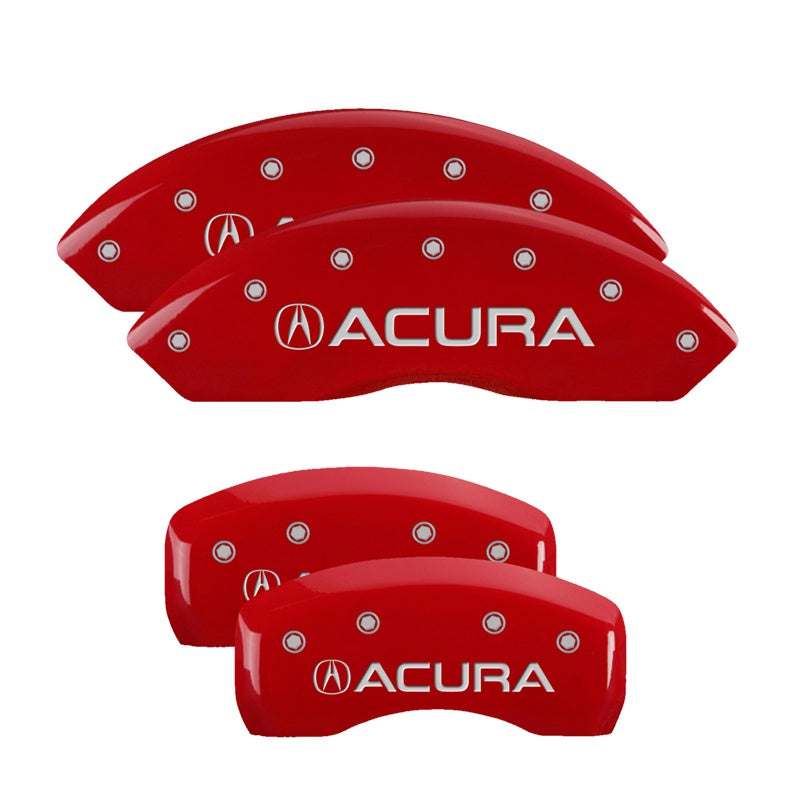 MGP 4 Caliper Covers Engraved Front &amp; Rear Acura Red Finish Silver Char 2017 Acura RDX - 39022SACURD