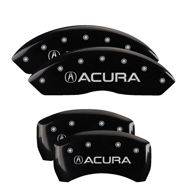 MGP 4 Caliper Covers Engraved Front &amp; Rear Acura Black Finish Silver Char 2019 Acura RDX - 39024SACUBK
