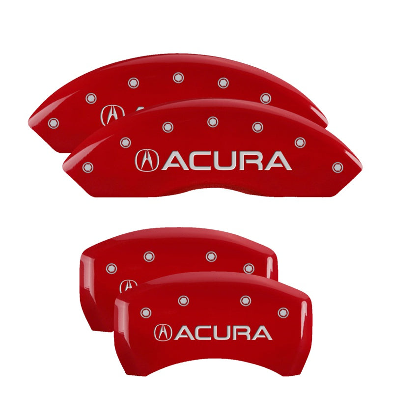 MGP 4 Caliper Covers Engraved Front &amp; Rear Acura Red Finish Silver Char 2019 Acura RDX - 39024SACURD