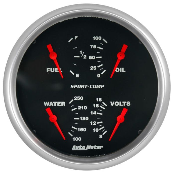 Autometer Quad 5in. 0-90 Ohm Electric Sport-Comp Gauge - 3919