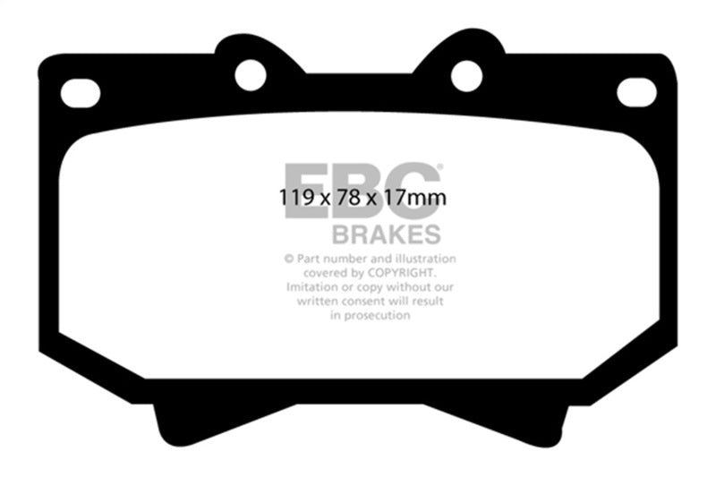 EBC 10+ Lexus GX460 4.6 Ultimax2 Rear Brake Pads - UD606 for 2003-2023 Lexus GX - front view
