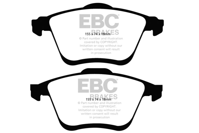 EBC 06-09 Ford Fusion 2.3 Ultimax2 Rear Brake Pads - UD1161 for 2006-2012 Ford Fusion - front view