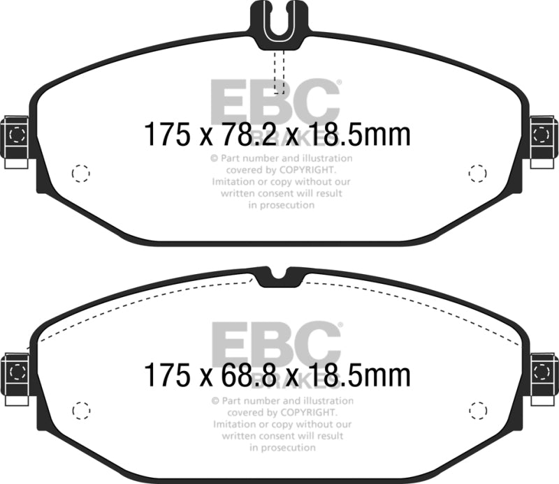 EBC 15+ Mercedes-Benz C300 (W205) 2.0 Turbo Greenstuff Front Brake Pads - DP22214 for 2015-2021 Mercedes Benz C Class - front