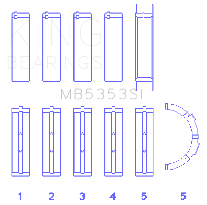 King Engine Bearings Ford 281 4.6L Sohc 16V (Size +0.50mm) Main Bearing Set - MB5353SI0.5