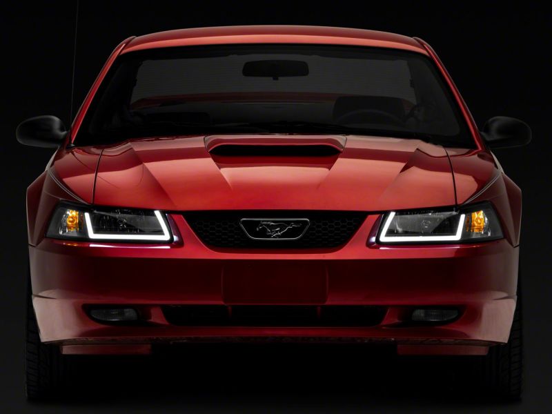 Raxiom 99-04 Ford Mustang Axial Series Headlights w/ LED Bar- Blk Housing (Clear Lens) - 422712