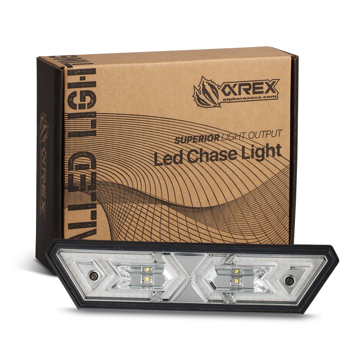 AlphaRex Arrow-X  Universal Multi-Functional Off-Road L.E.D Chase Light - Clear - 940021 by AlphaRex - front view