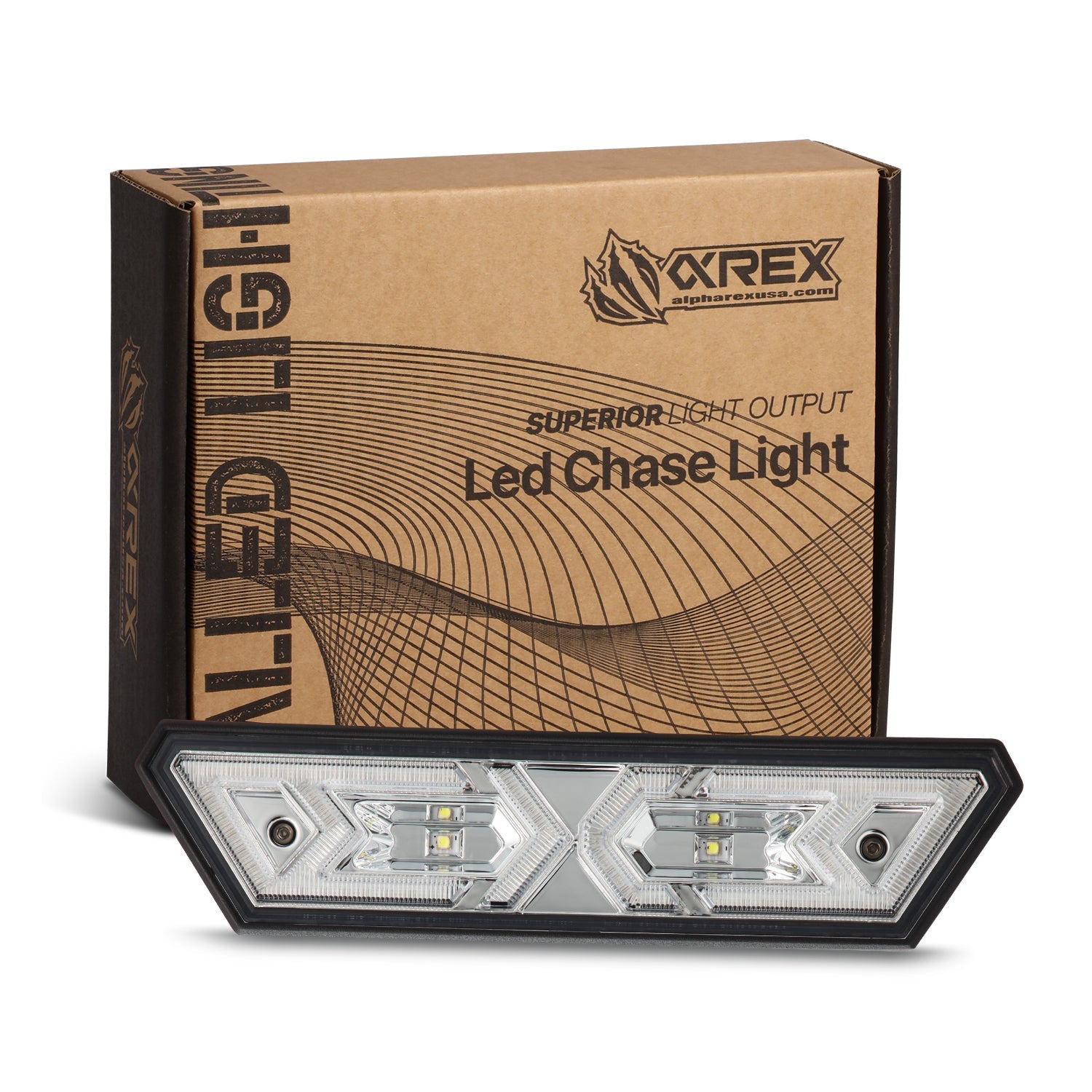 AlphaRex Arrow-X  Universal Multi-Functional Off-Road L.E.D Chase Light - Clear - 940021 by AlphaRex - front view