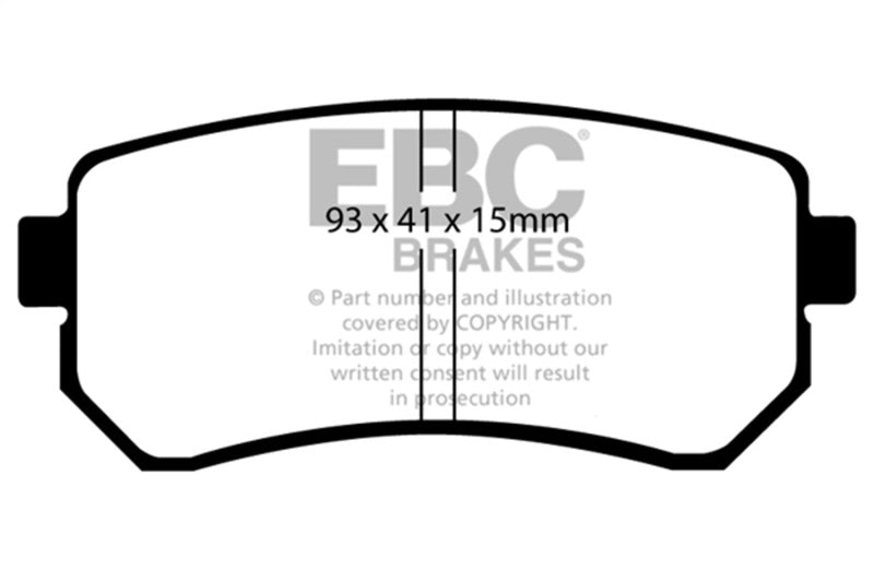 EBC 06-11 Hyundai Accent 1.6 Ultimax2 Rear Brake Pads - UD1157 for 2011-2018 Kia Sportage - front view