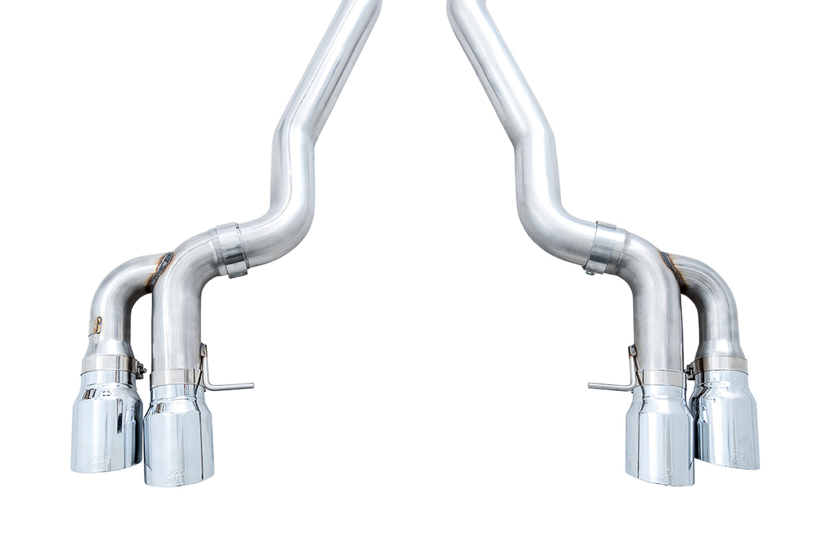 AWE Tuning 18-19 BMW M5 (F90) 4.4T AWD Cat-back Exhaust - Track Edition (Chrome Silver Tips) - 3020-42070