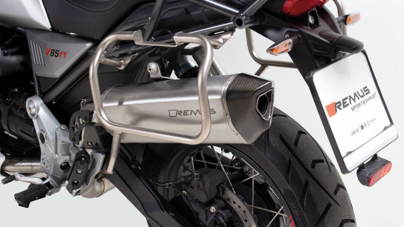 Remus 2019 Moto Guzzi V85 TT Black Hawk Stainless Steel Slip On - 64582 455519 by Remus