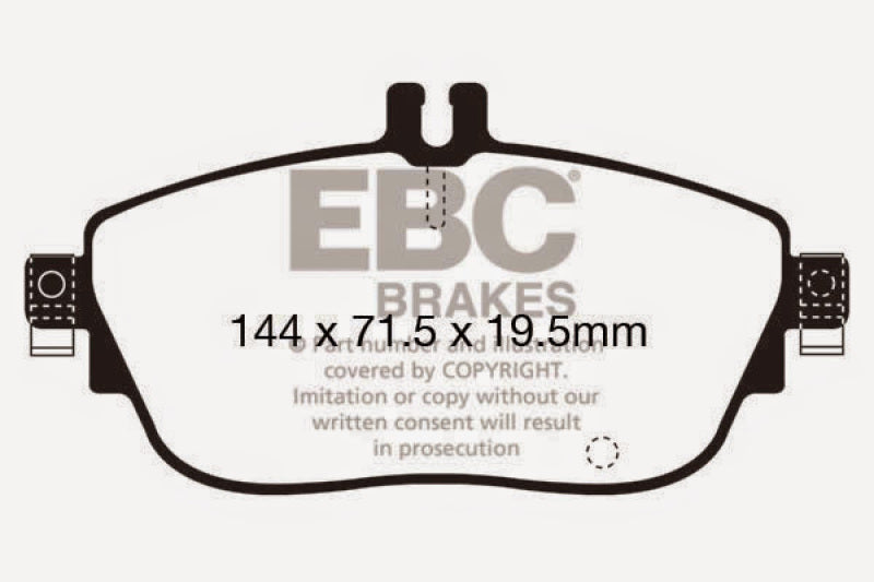 EBC 13+ Mercedes-Benz CLA250 2.0 Turbo Ultimax2 Front Brake Pads - UD1694 for 2014-2019 Mercedes Benz CLA - detail view