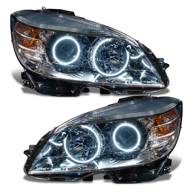 Oracle 08-11 Mercedes Benz C-Class Pre-Assembled Headlights - Chrome Housing - White SEE WARRANTY - 7115-001