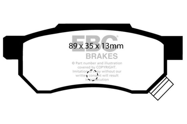 EBC 92-94 Acura Integra 1.7 Vtec Ultimax2 Rear Brake Pads - UD374 for 1988-2001 Honda Civic - front view