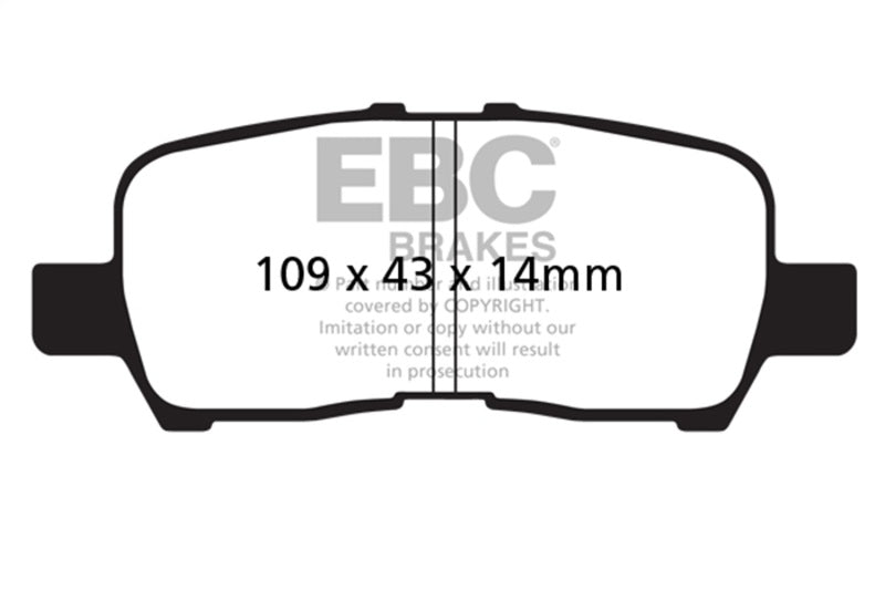 EBC 05-09 Buick Allure (Canada) 3.6 Ultimax2 Rear Brake Pads - UD999 for 2005-2009 Buick LaCrosse - front view