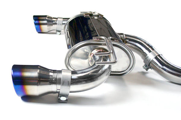 Invidia 09+ EVO 10 Q300 Titanium Tip Cat-back Exhaust - HS09MEXG3T for 2008-2015 Mitsubishi Lancer - front view