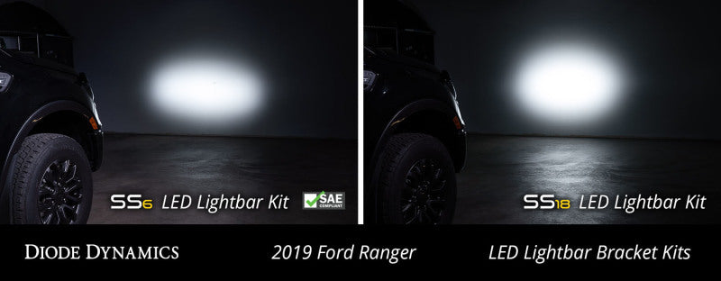 Diode Dynamics 19-21 Ford Ranger SS6 LED Lightbar Kit - White Driving - DD6592