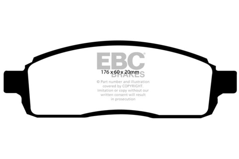 EBC 04 Ford F150 4.2 (2WD) 6 Lug Greenstuff Front Brake Pads - DP61696/2 for 2004-2008 Ford F 150 - front view