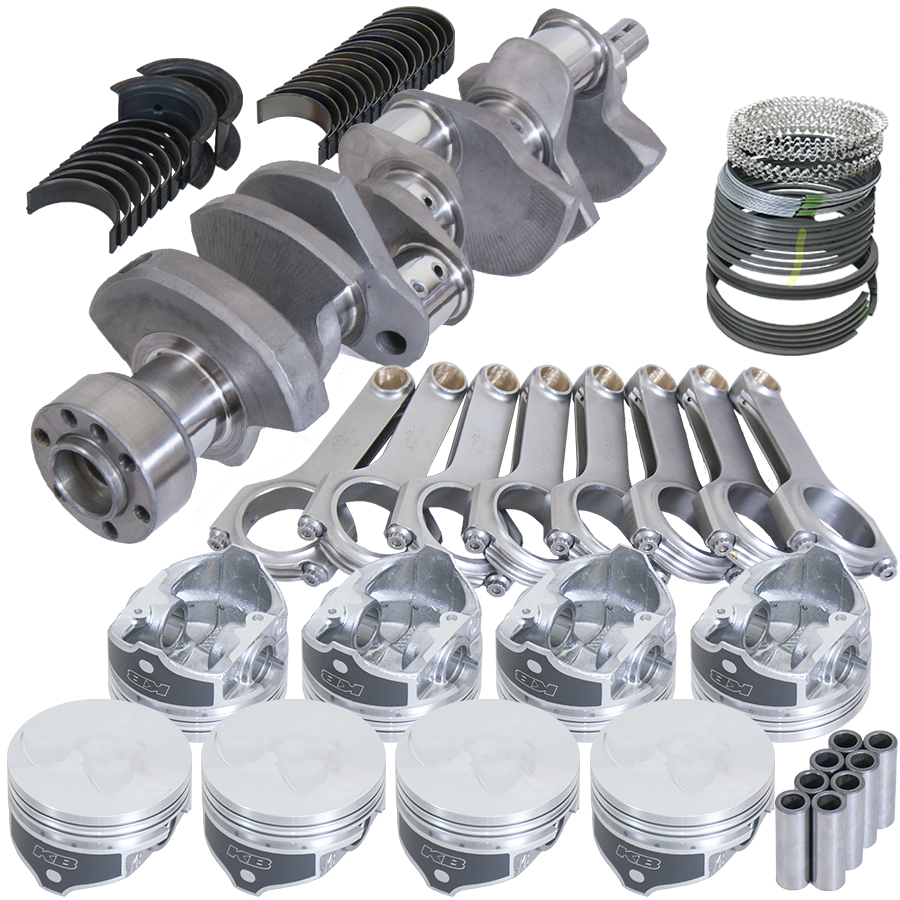 Eagle Chevy 350 1Pc 3.480in Crank 6.000in H-Beam -3.7cc Flat Top 4.040in Pistons Balanced Assembly - B12311L040 - front view