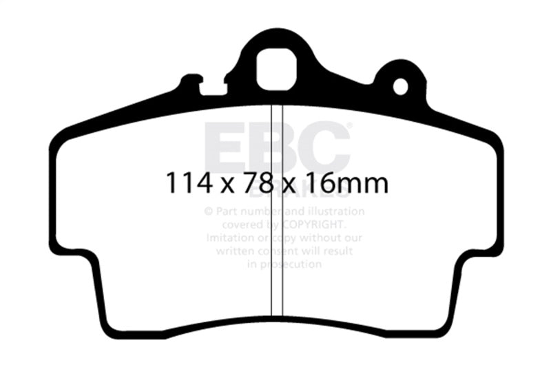EBC Brakes Greenstuff 2000 Series Sport Pads - DP21207 for 1997-2005 Porsche Boxster - front view