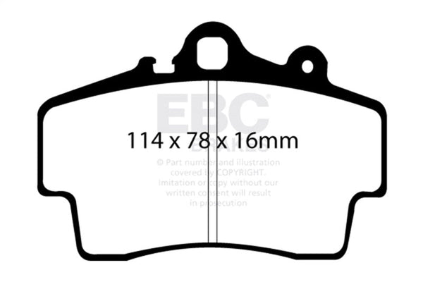 EBC Brakes Greenstuff 2000 Series Sport Pads - DP21207 for 1997-2005 Porsche Boxster - front view