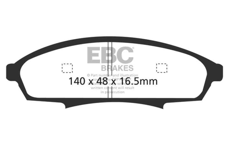 EBC 88-90 Buick Regal 2.8 Ultimax2 Front Brake Pads - UD376 for 1990-2001 Chevrolet Lumina - front view