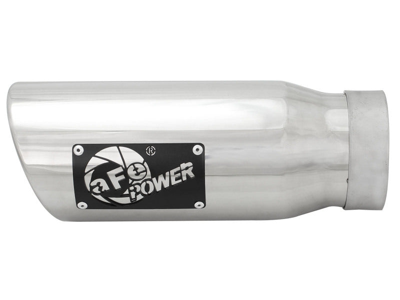 aFe MACHForce-XP 304 Stainless Steel Polished Exhaust Tip 3.5in x 4.5in Out x 12in L Clamp-On - 49T35456-P12