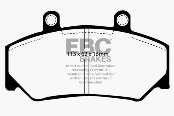 EBC 85-93 Volvo 740 2.1 (Bendix) Ultimax2 Front Brake Pads - UD492 for 1985-1992 Volvo 740 - front view